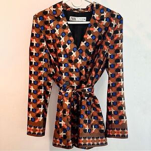 Zara Multicolor Geometric Blazer